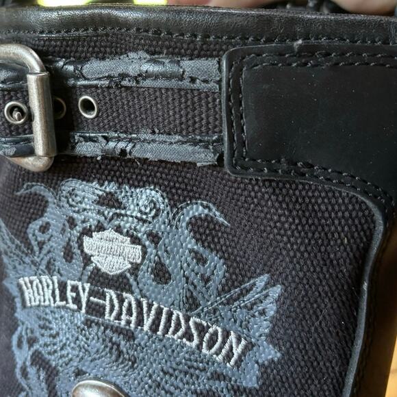 Harley Davidson‎ Mens Black Leather Riding Biker Boots Strap Skull Size 10 US - Picture 6 of 13